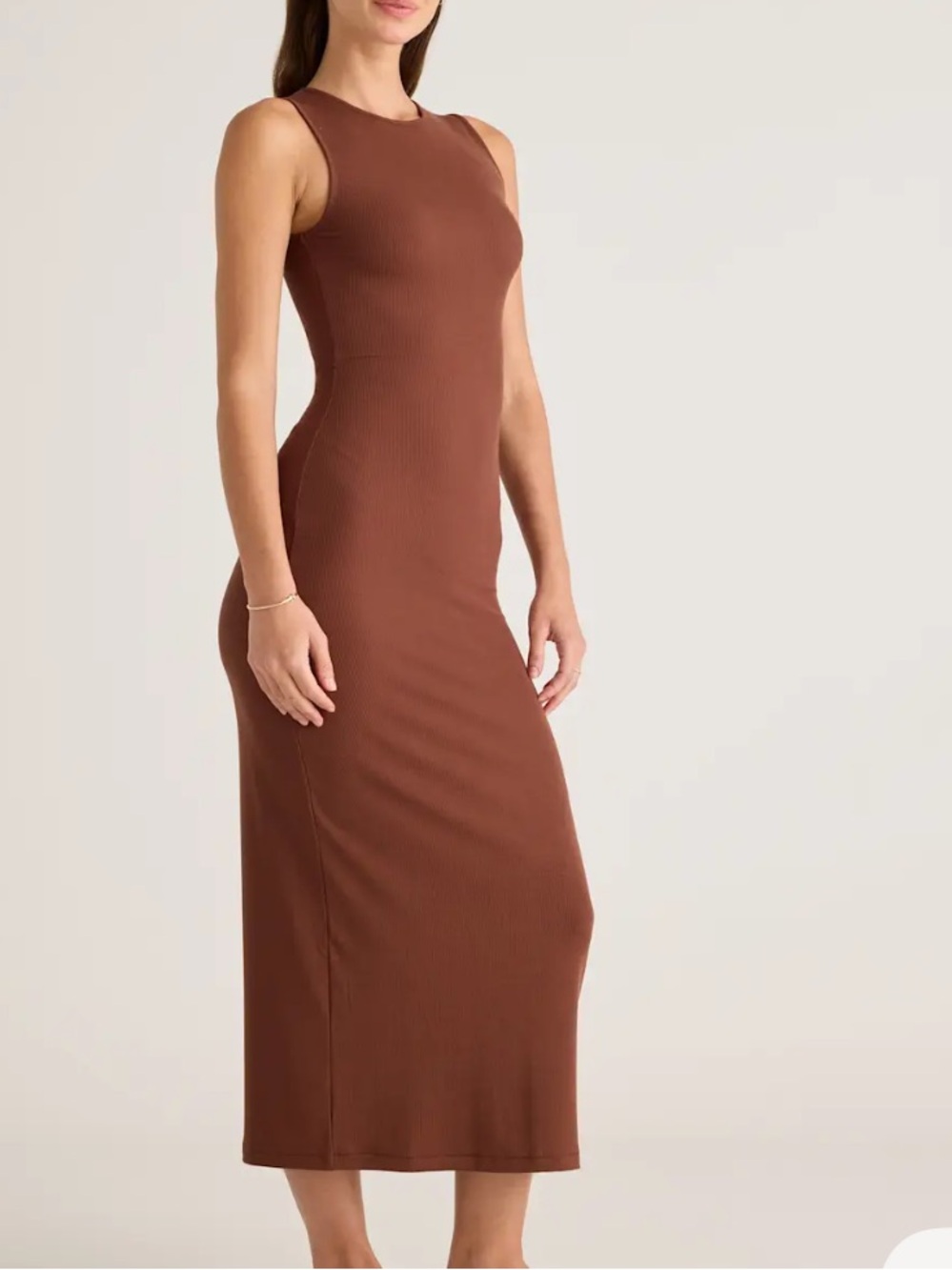 Quince Tencel Sleeveless Tank Bodycon Dress in Chocolate Brown NWT - Picture 6 of 13